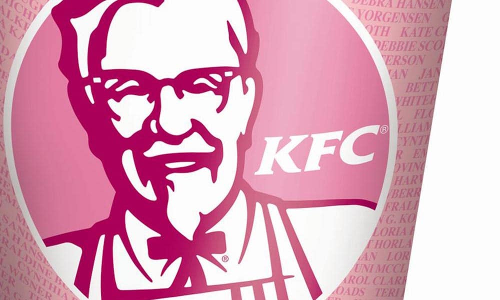 kentucky fried chicken pink bucket for breast cancer awareness